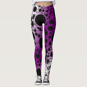 Space Bubble Spots - White/Purple Leggings