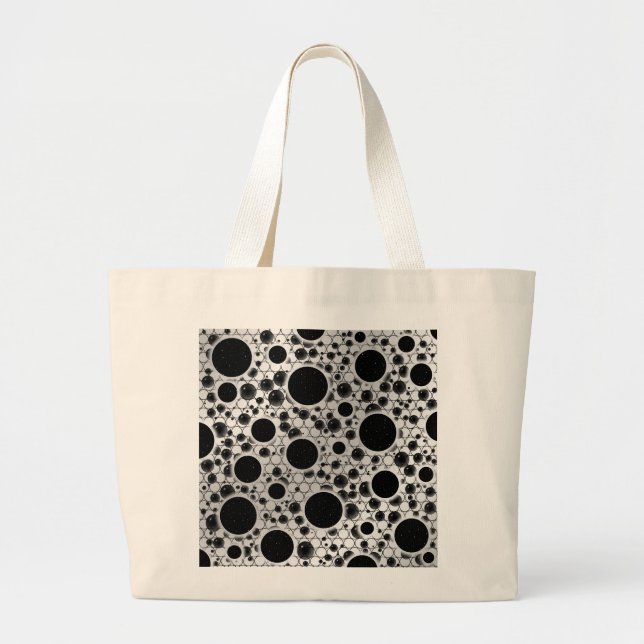 Space Bubble Spots - White/Silver Large Tote Bag (Front)