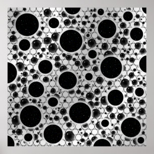 Space Bubble Spots - White/Silver Poster