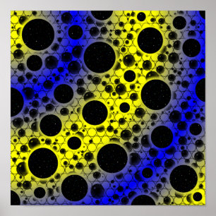 Space Bubble Spots - Yellow/Blue Poster