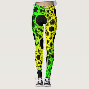Space Bubble Spots - Yellow/Green Leggings