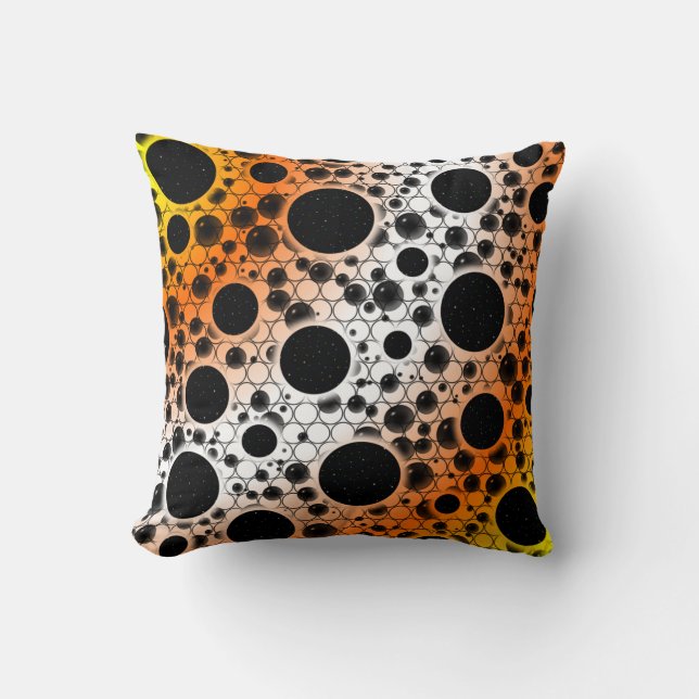 Space Bubble Spots - Yellow/Orange/White Cushion (Front)