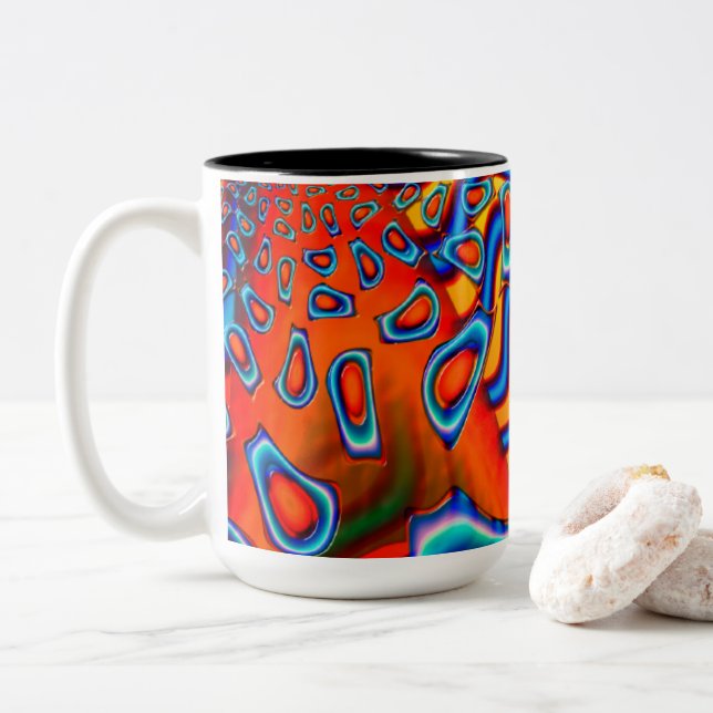 Space Cadet Science Fiction Abstract Two-Tone Coffee Mug (With Donut)