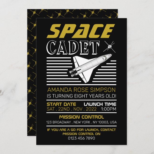Space Cadet, Spacecraft, Birthday Invitation (Front/Back)