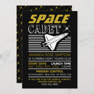 Space Cadet, Spacecraft, Birthday Invitation