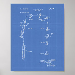 Space Capsule 1963 Patent Art  Blueprint Poster