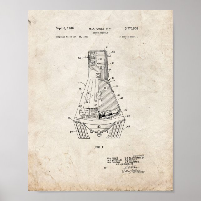 Space Capsule Patent - Old Look Poster (Front)