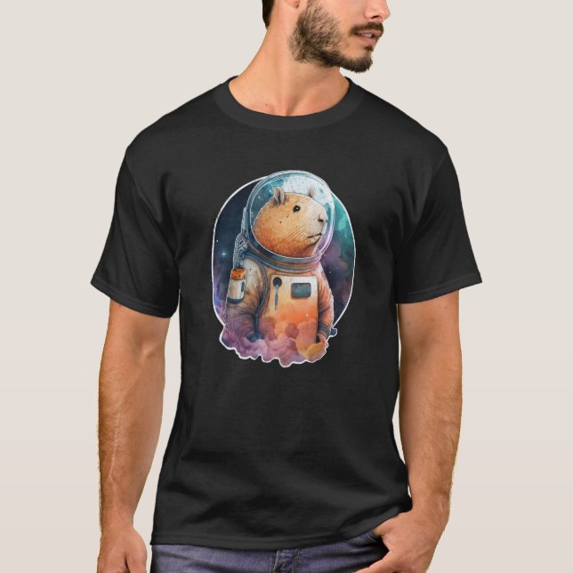 Space Capybara Astronaut Animal Face Galaxy Capiba T-Shirt (Front)