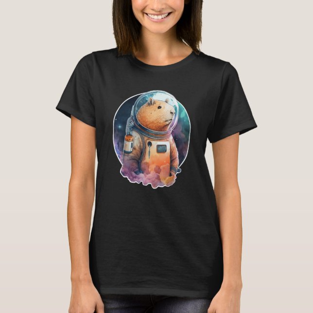 Space Capybara Astronaut Animal Face Galaxy Capiba T-Shirt (Front)