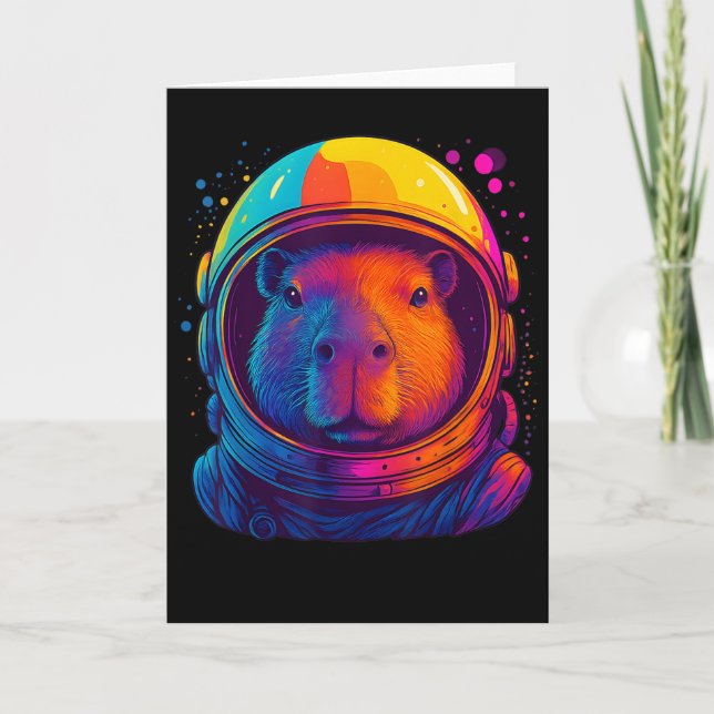 Space Capybara Colourful Astronaut Space Capy Men  Card (Front)