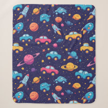 Space Cars And Rockets For Kids Room Decor