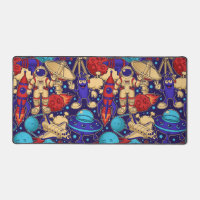 Space Cartoon Astronaut Alien Shuttle Rocket Moon