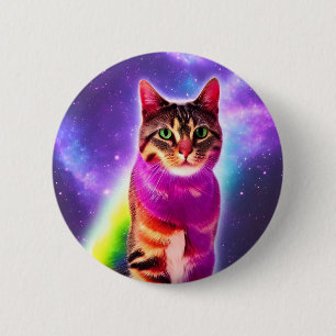 Space Cat 6 Cm Round Badge