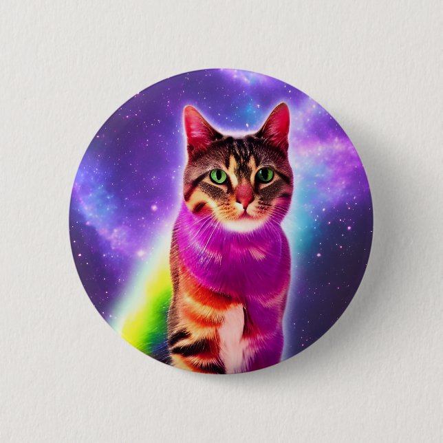 Space Cat 6 Cm Round Badge (Front)