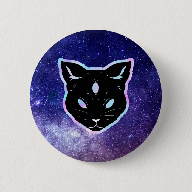 Space Cat 6 Cm Round Badge (Front)