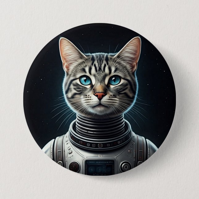 Space Cat 7.5 Cm Round Badge (Front)