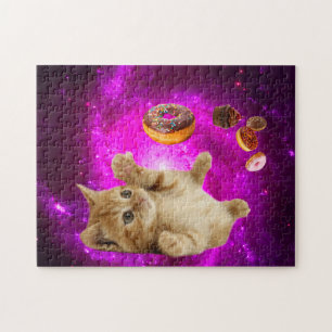 Space cat and the flying doughnuts jigsaw puzzle