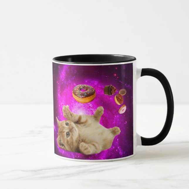 Space cat and the flying doughnuts mug (Right)