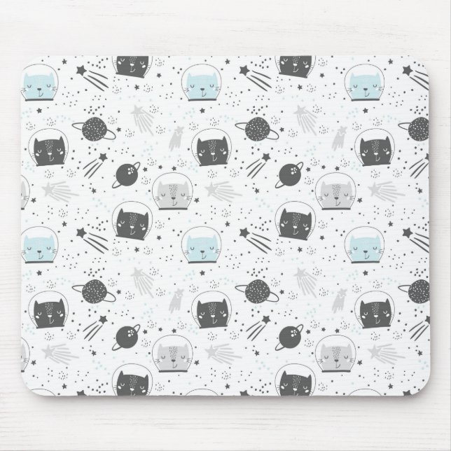 Space Cat Aqua Mouse Pad (Front)