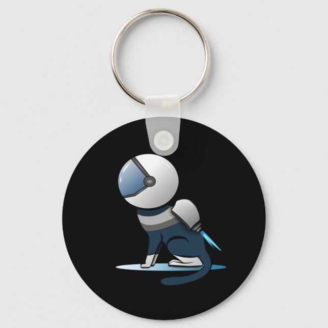 Space Cat Astronaut Flying   Key Ring (Front)