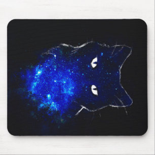 Space Cat Black Cat Gift, Cute Kitten Galaxy Gift Mouse Pad