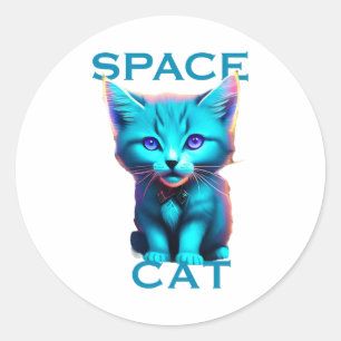 Space Cat Classic Round Sticker