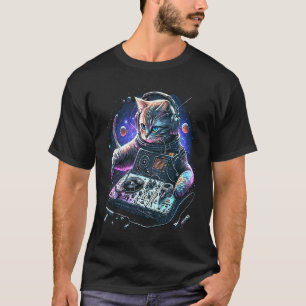 Space Cat DJ Cute Space Cat Disc Jockey Cat Astron T-Shirt