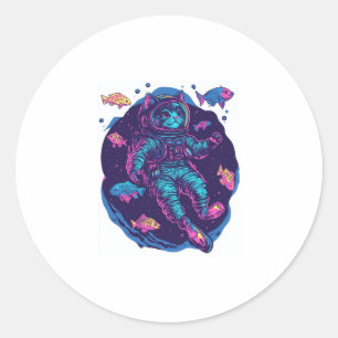 Space Cat Dreams � Funny Vaporwave Galaxy Kitty Classic Round Sticker