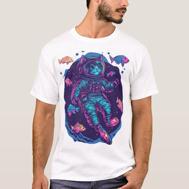 Space Cat Dreams � Funny Vaporwave Galaxy Kitty T-Shirt (Front)