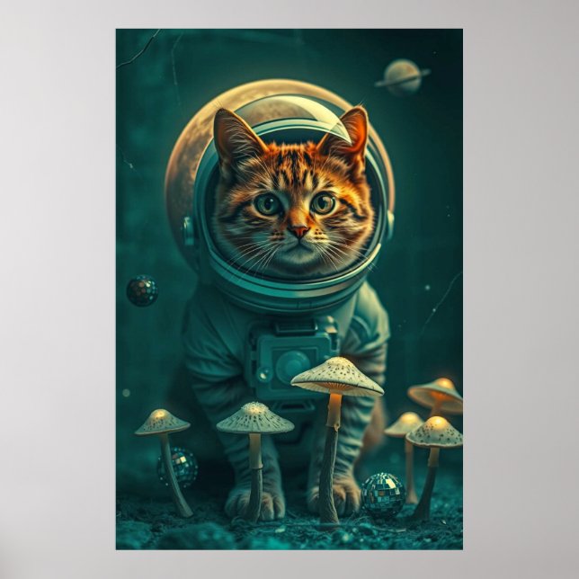 Space Cat Dreams in Retro Realms Poster (Front)