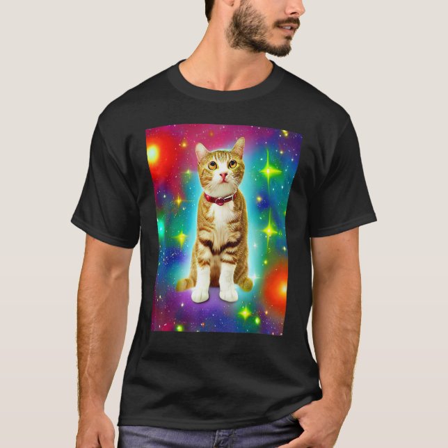 Space Cat Kitty Kitten In Cat Style T-Shirt (Front)