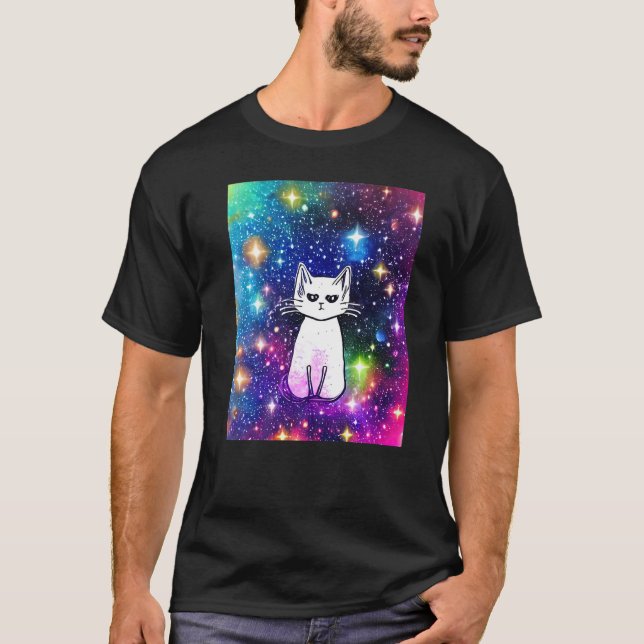 Space Cat Kitty Kitten Lover In Cat Art Style Prem T-Shirt (Front)