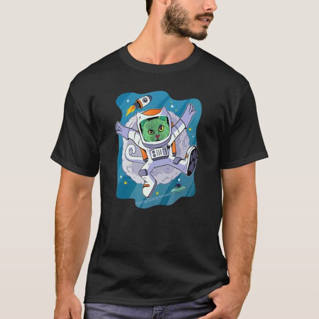 Space Cat   Kitty Spacewalk T-Shirt (Front)