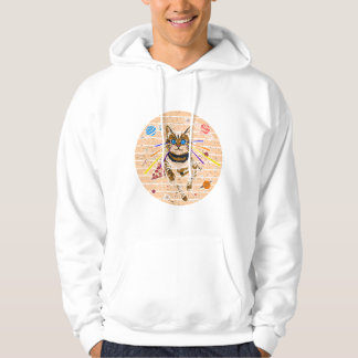 Space Cat Laser Eyes Funny Pizza Galaxy Art Hoodie