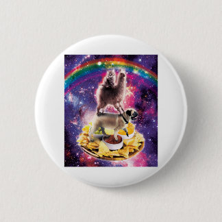 Space Cat Llama Pug Riding Nachos 6 Cm Round Badge