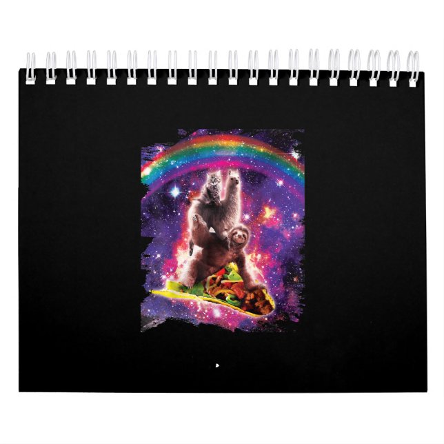 Space Cat Llama Sloth Riding Taco Calendar (Cover)