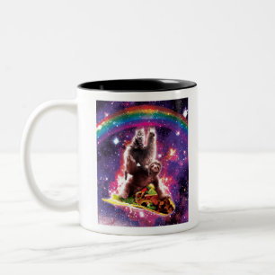 Space Cat Llama Sloth Riding Taco Two-Tone Coffee Mug