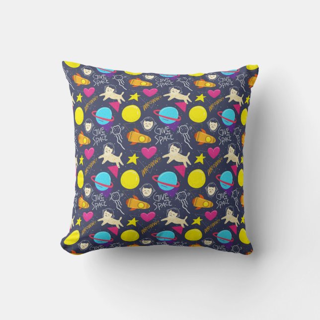 Space Cat Pattern Cushion (Front)