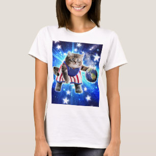 Space cat playing basketball T-Shirt