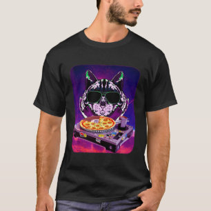 Space Cat Remix DJ PIZZA Remix for cat galaxy T-Shirt
