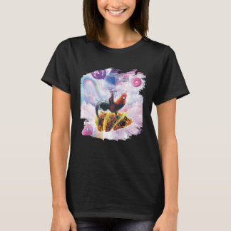 Space Cat Riding Chicken Unicorn  Taco & Doughnut T-Shirt