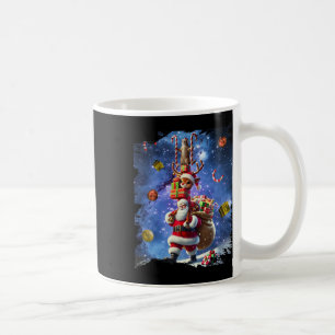 Space Cat Riding Reindeer And Santa Christmas Coffee Mug