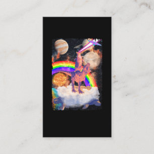 Space Cat riding Trex Turtle Planets Cosmic Business Card