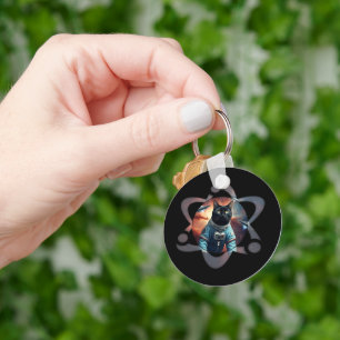 Space Cat Science Key Ring