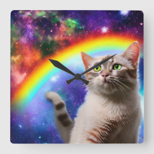 Space Cat Square Wall Clock