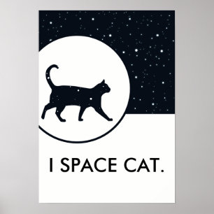 Space cat stars sky designed customised text poster