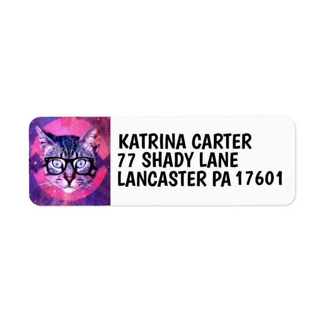 SPACE CAT SUNGLASSES RETURN ADDRESS LABELS (Front)