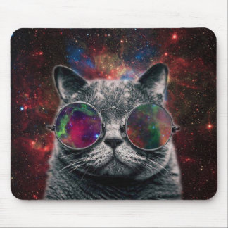 Space Cat Wearing Goggles in Front of the Galaxy Mouse Pad