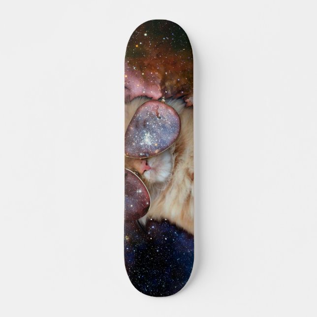 Space cat wearing sunglasses skateboard (Front)