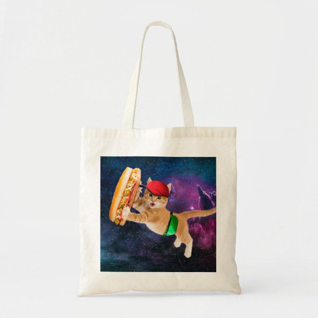Space cat with caps and fanny pack tote bag (Front)